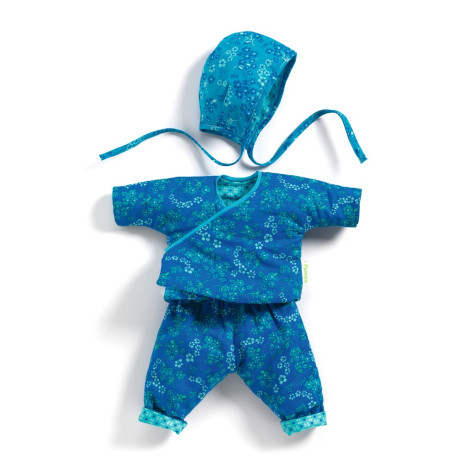 Mikado blå jakke, bukser & kyse - Dukketøj 30-32 cm - Djeco