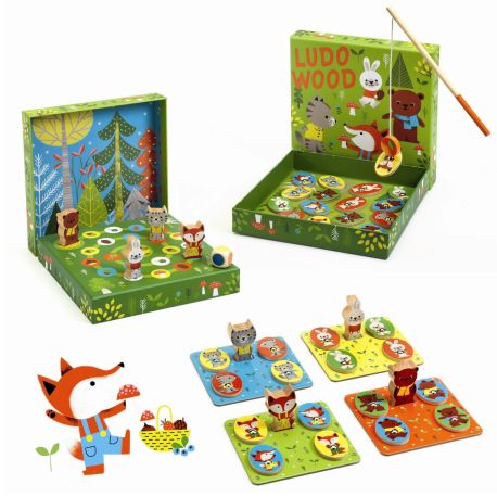 Ludo Wood - 4 klassiske spil (2-4 år) - Djeco