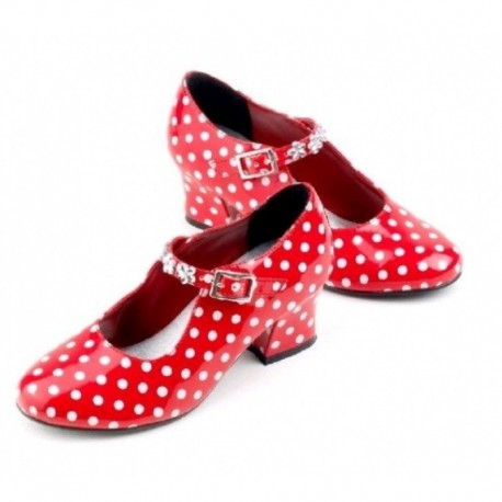  Isabella flamingo sko - Rød med hvide prikker 