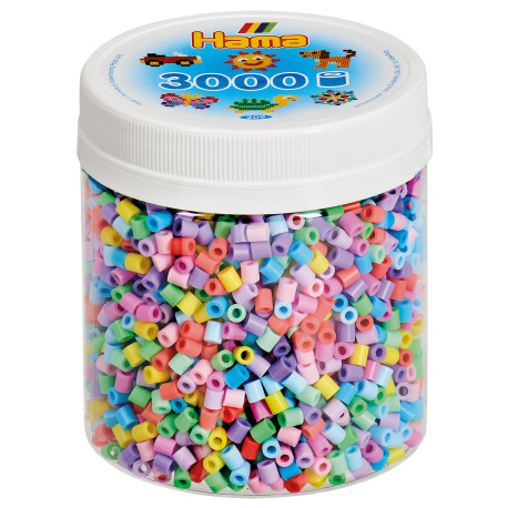 Pastel perler - 3000 stk. midi perler i bøtte - Hama