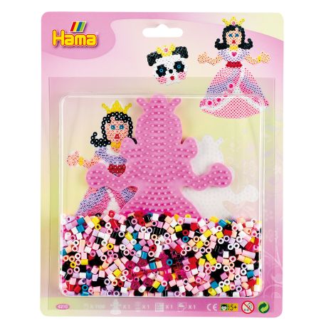 Panda & prinsesse - 1100 midi perler & perleplade - Hama