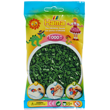 Skovgrøn midi perler - 1000 stk. i pose - Hama