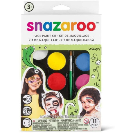 Rainbow ansigtsmaling - 8 farver, pensel, svamp & idehæfte - Snazaroo