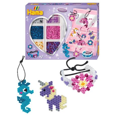 DIY søde dyr & smykker - 2400 midi perler & tilbehør - Hama