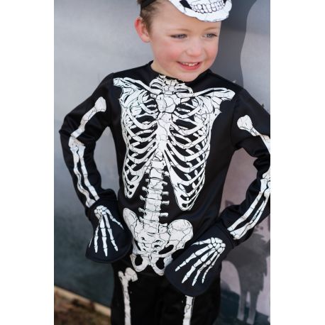 Selvlysende skelet kostume m. maske - Udklædning (5-6 år) - Great Pretenders