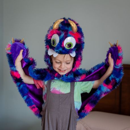 Lilla & blå monster kappe - (Udklædning 4-6 år) - Great Pretenders