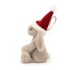 Kanin med nissehue - Bashful bamse til ophæng 13 cm - Jellycat
