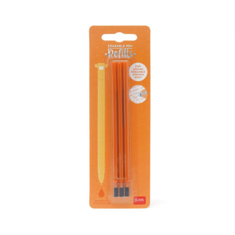 Orange refill til pen med blæk der kan viskes ud - Sæt med 3 stk.