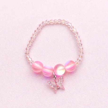 Holo Pink Crystal Sommerfugl armbånd - Great Pretenders