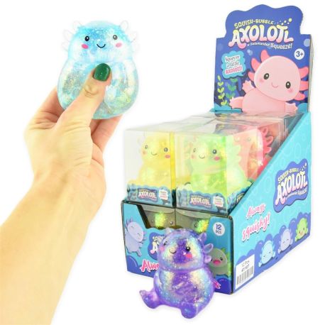 1 stk. Squeeze Axolotl med glimmer - Assorterede farver