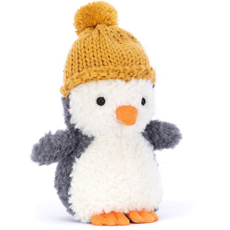 Pingvin med gul hue - Wee Winter bamse 14 cm - Jellycat
