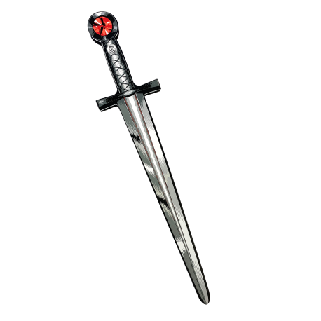 Sølv og sort sværd med rød sten - EVA-skum - Liontouch