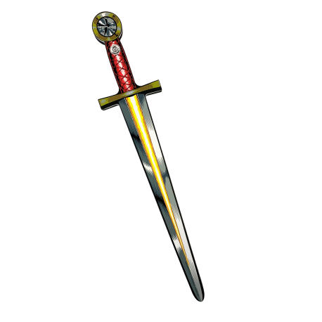 Sølv og rødt sværd med grå sten - EVA-skum - Liontouch