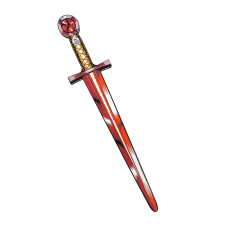 Rødt og guld sværd med rød sten - EVA-skum - Liontouch
