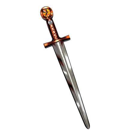 Sølv og orange sværd med gylden sten - EVA-skum - Liontouch