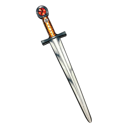 Sølv og gult orange sværd med rød sten - EVA-skum - Liontouch	