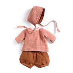 Peach bluse, bukser & kyse - Dukketøj 30-34 cm