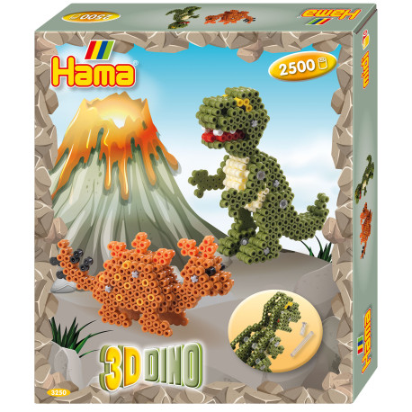 Lav 3D Dinosaur - Gaveæske med 2500 midi perler - Hama