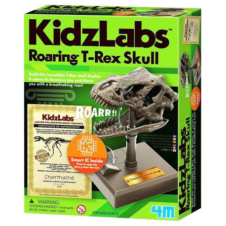 Byg et brølende T-Rex kranie (5-10) - KidzLabs - 4M