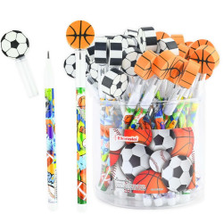 Skub-op blyant med fodbold eller basketball viskelæder
