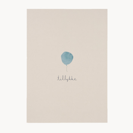 Blå Ballon Tillykke - Kort & kuvert