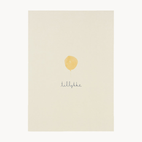 Gul Ballon Tillykke - Kort & kuvert