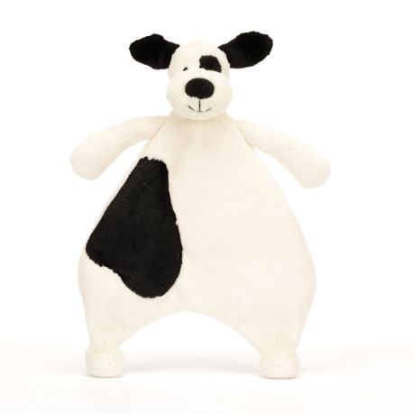 Sort & hvid hund - Bashful flad hyggeklud 27 cm