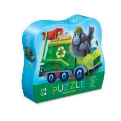 Gorilla i skraldebil - Mini puslespil 12 brikker