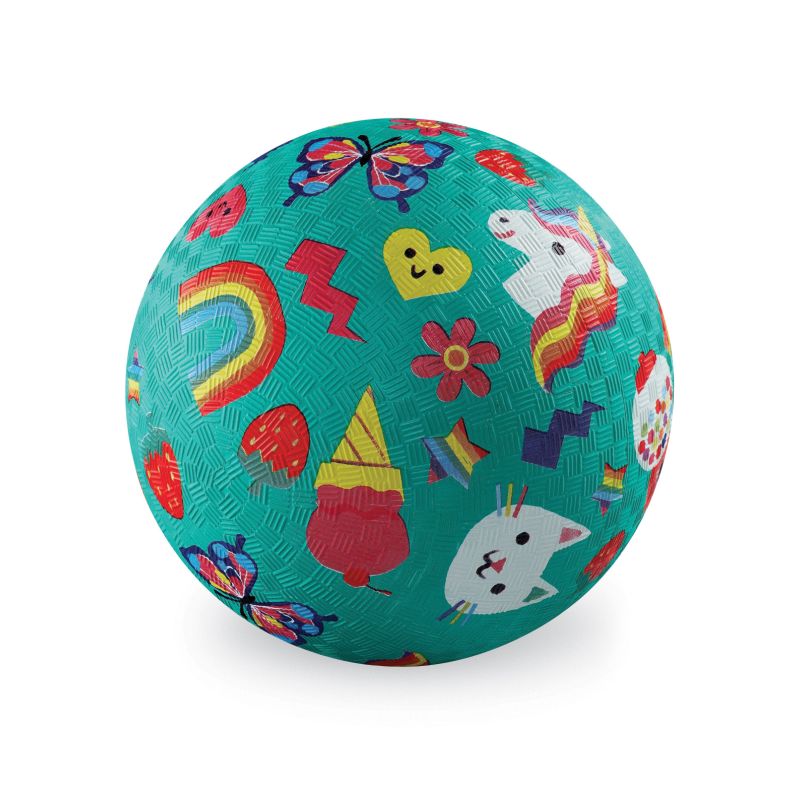 Turkis bold med regnbue motiver - Stor 18 cm