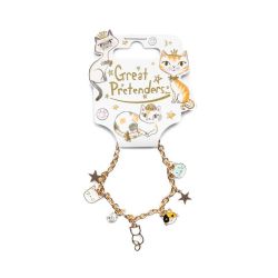 Guld charm armbånd med katte