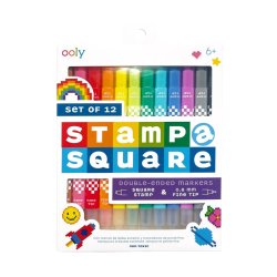Stamp-A-Square - 12 stk. Stempel & pen med tynd tip