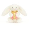 Hvid kanin med gave - Bashful bamse 18 cm