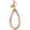 Pastel nøglesnor med hjertevedhæng, træ & silikone perler