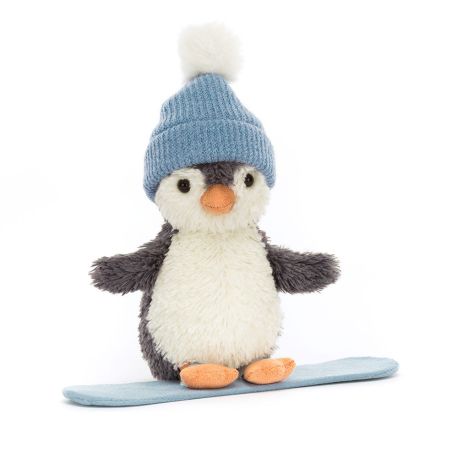 Peanut pingvin på Snowboard - Bamse 18 cm