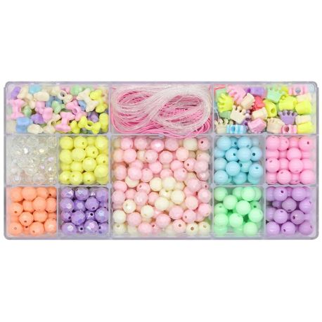 Pastel perlemix & snor i rumopdelt æske