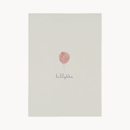 Lyserød Ballon Tillykke - Kort & kuvert