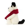 Sort og hvid hund med halstørklæde - Bashful julebamse 31 cm