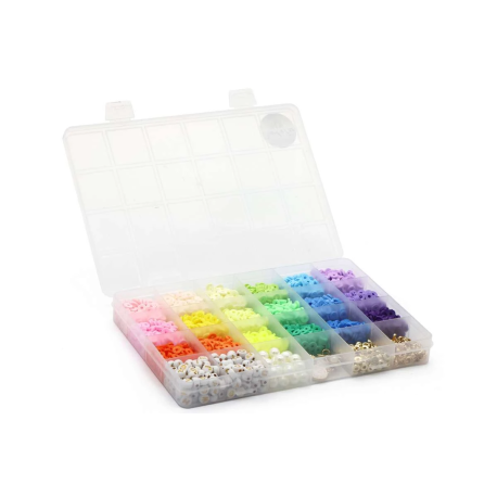 Heishi fimo perlemix i pastelfarver