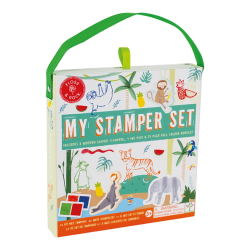 Jungle - Stempelsæt med 8 stempler & malebog