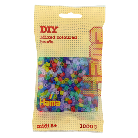 Transparent mix midi perler - 1000 stk. i pose