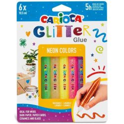 Neon glitter lim 6 stk