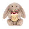 Beige kanin med lagkage - Bashful bamse 31 cm