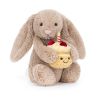 Beige kanin med lagkage - Bashful bamse 31 cm