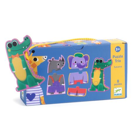 Dyr med tøj på - 8 puslespil (3-4 år)