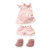 Lyserød top, short & futter - Dukketøj 32 cm