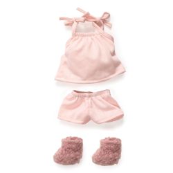 Lyserød top, short & futter - Dukketøj 32 cm