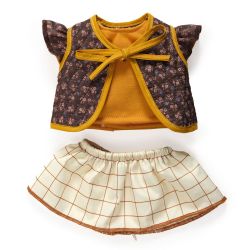 Nederdel, bluse, trusser & vest - Dukketøj (32 cm)