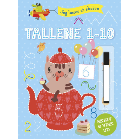 Jeg lærer at skrive tallene 1-10 - Skriv-og-visk-ud-bog