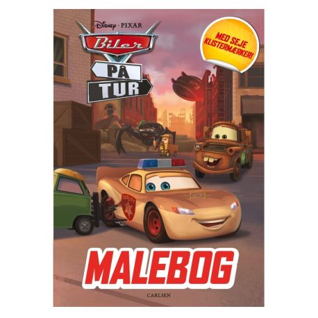 Biler på tur - Malebog med klistermærker
