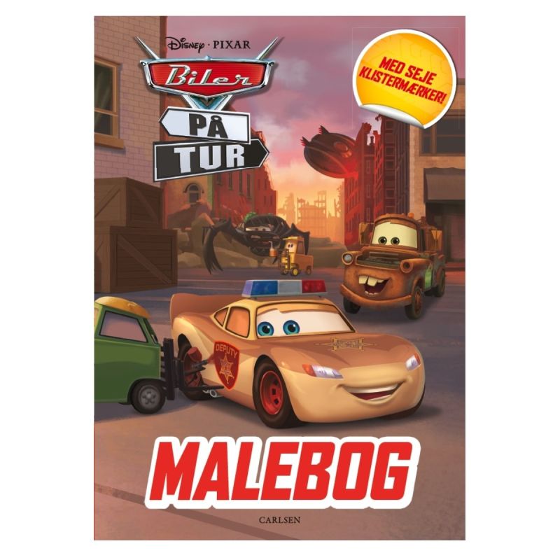 Biler på tur - Malebog med klistermærker